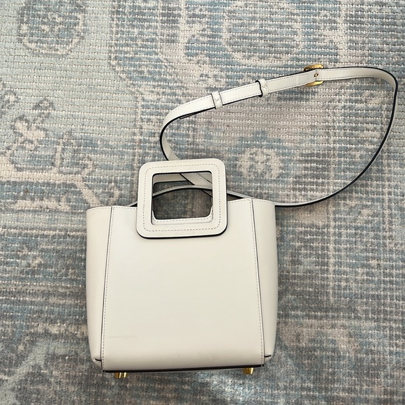 STAUD Mini Shirley Structured Leather Bag Neutral Cream - Picture 5 of 7